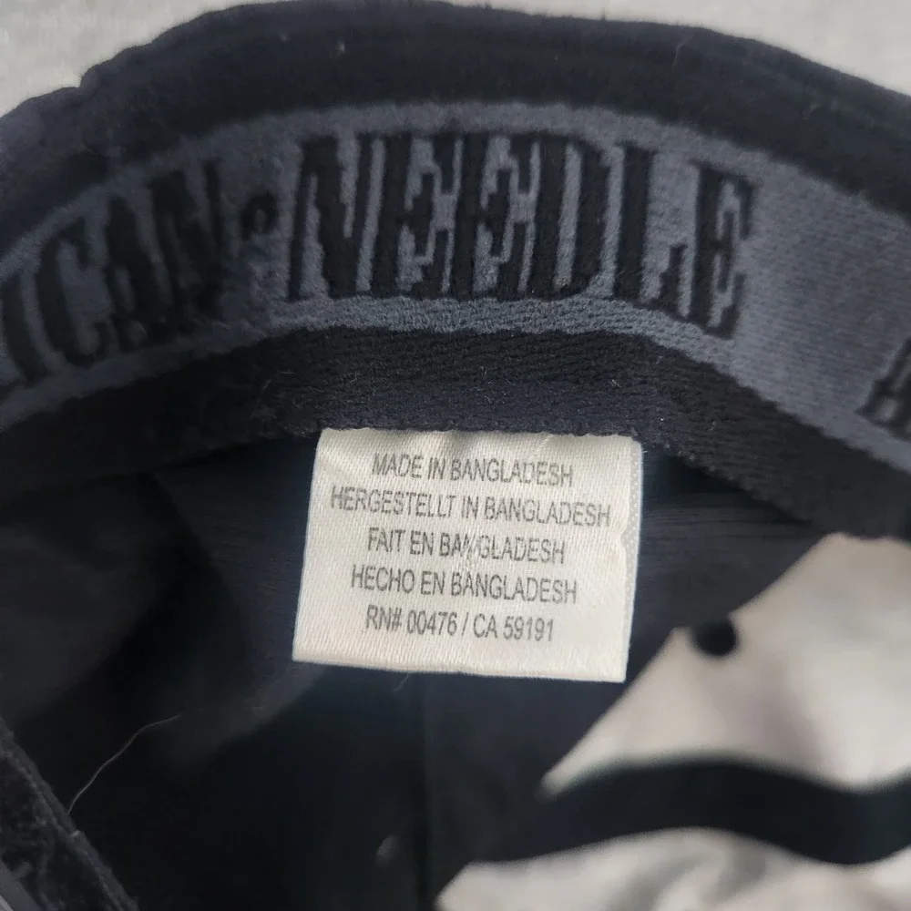 American Needle Mens Black Ripstop Snapback Baseball Cap Hat Textured Adjustable